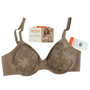 Warners Blissful Benefits Underarm Smoothing T Shirt Bra 36C Unlined Floral